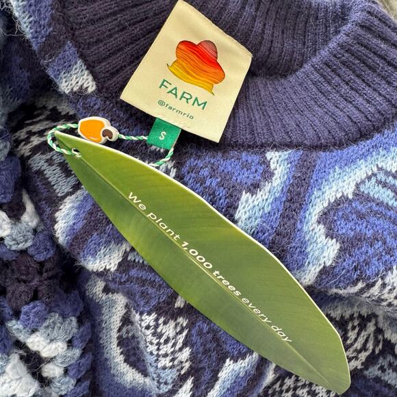 Farm Rio Blue Pinneaple Cobogo Knit Sweater - Picture 6 of 6